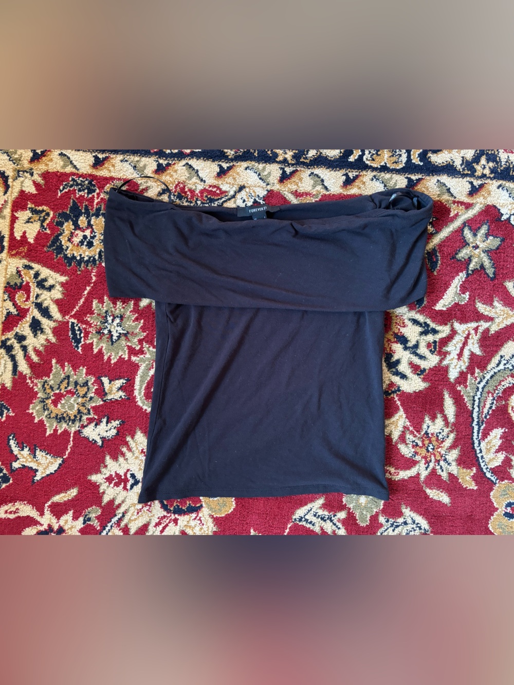 Forever 21 Black Fold-Over Off Shoulder Top